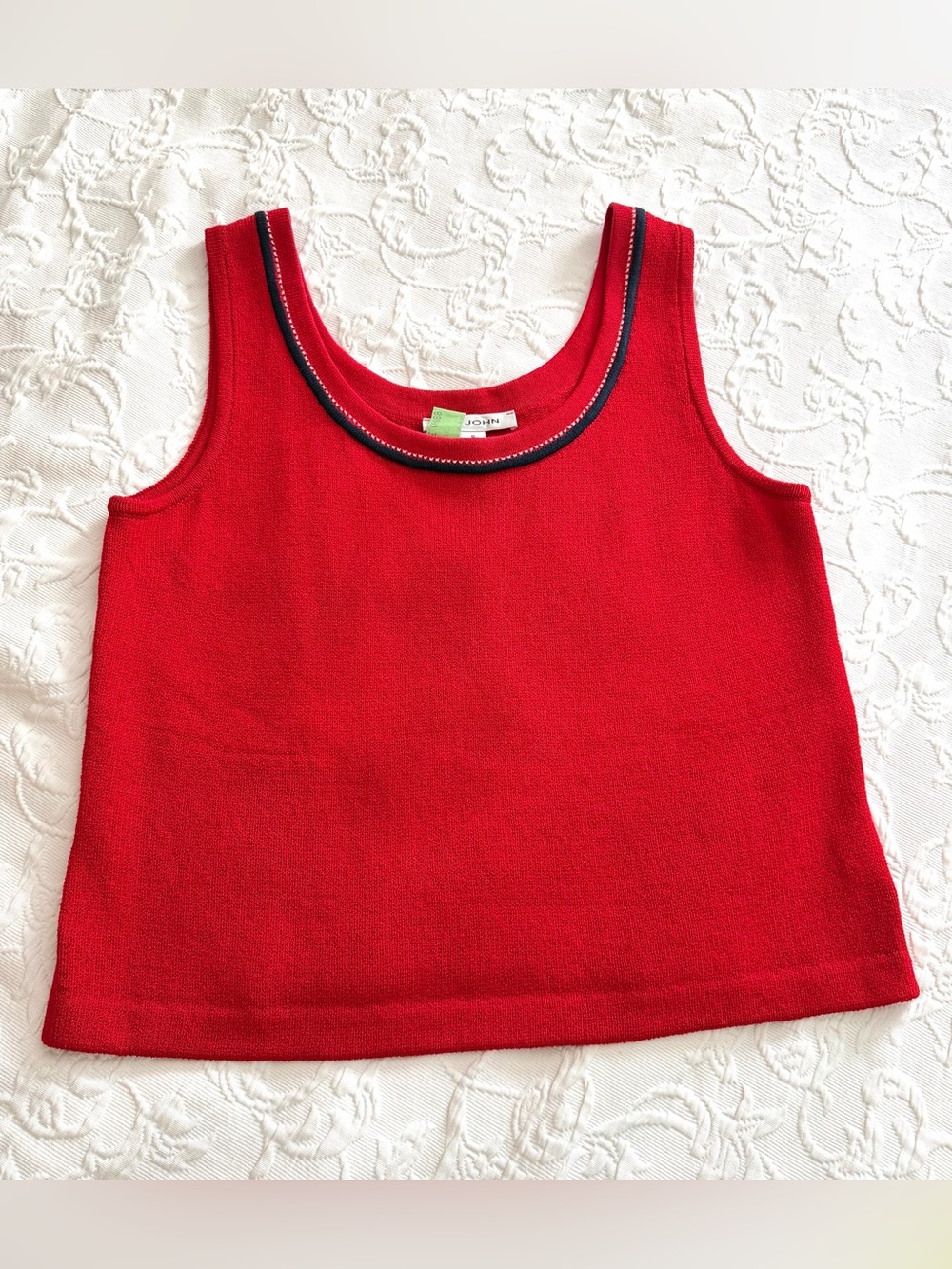 St John Red White Blue Sleeveless Top Sz S